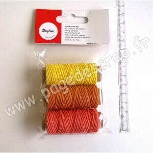 KIT CORDONS DE CHANVRE 1mm JAUNE ORANGE ROUGE